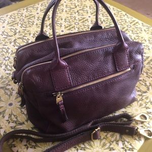 Fossil leather handbag with handles plus removable strap.